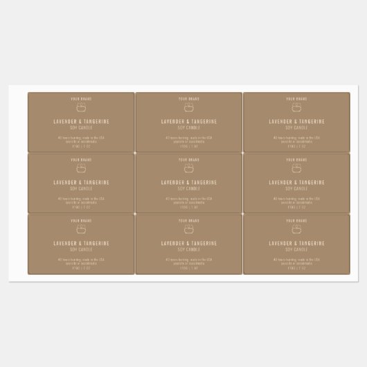 Chic modern Logo neutraal beige kaarsproduct Labels (Vel)