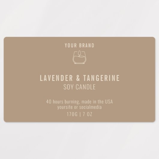 Chic modern Logo neutraal beige kaarsproduct Labels (Design 1)