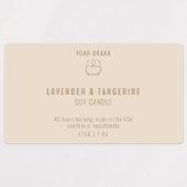Chic modern Logo neutraal beige kaarsproduct Labels (Design 1)