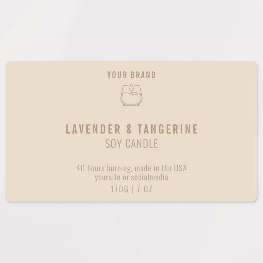 Chic modern Logo neutraal beige kaarsproduct Labels (Design 1)