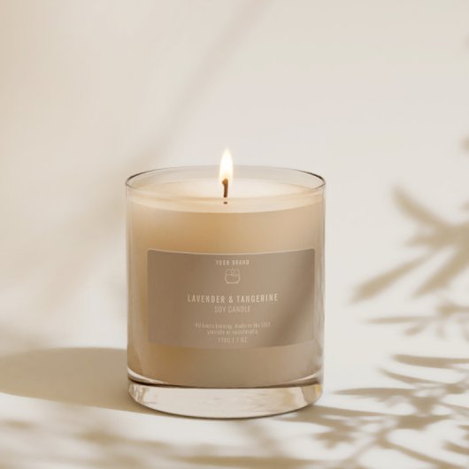 Chic modern Logo neutraal beige kaarsproduct Labels