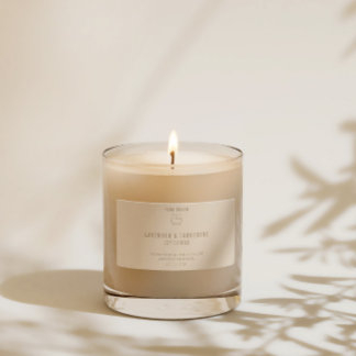 Chic modern Logo neutraal beige kaarsproduct Labels