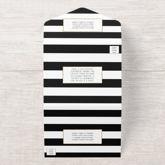 Chic Modern Luxe Huwelijk Echt Gouden Folie Gepres All In One Uitnodiging (Buiten)