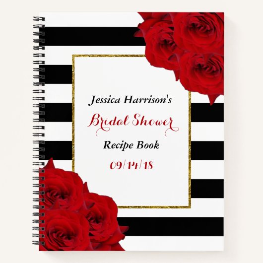 Chic Modern Luxe Red Roses Vrijgezellenfeest Recep Notitieboek (Voorkant)