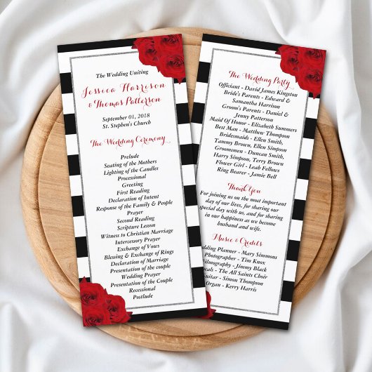 Chic Modern Luxe Red Roses Wedding Programma