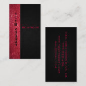 Chic modern luxe rood leder visitekaartje (Voorkant / Achterkant)