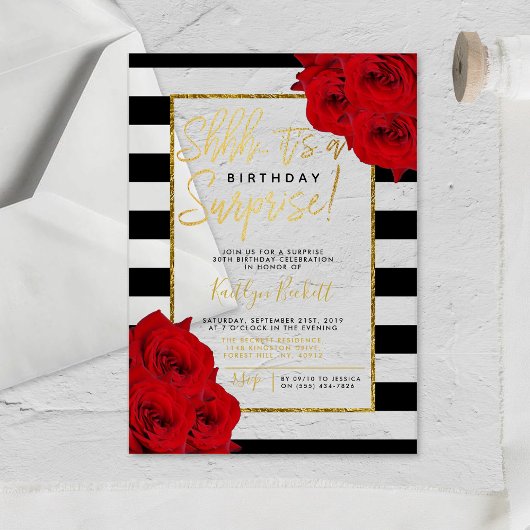 Chic Modern Luxe Shhh... Surprise Birthday Party Acryl Uitnodigingen