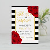 Chic Modern Luxe Shhh... Surprise Birthday Real Folie Uitnodiging (Staand Voorkant)