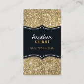 CHIC modern luxury glam glitter black gold Visitekaartje (Voorkant)