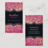 CHIC modern luxury glam glitter black pink Visitekaartje (Voorkant / Achterkant)
