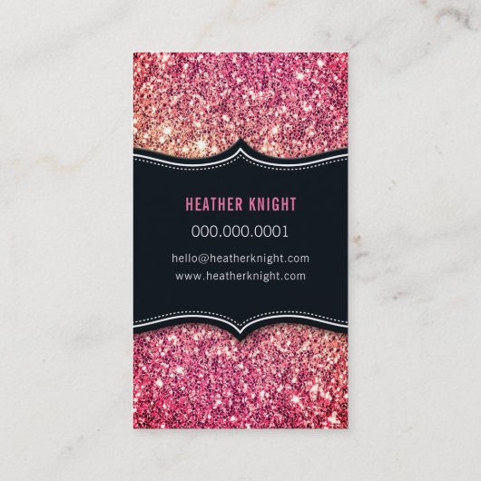 CHIC modern luxury glam glitter black pink Visitekaartje (Achterkant)