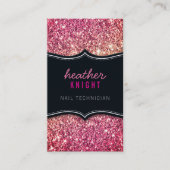 CHIC modern luxury glam glitter black pink Visitekaartje (Voorkant)