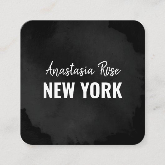 Chic Modern Luxury Plain Black Simple Minimalist Vierkante Visitekaartje (Voorkant)