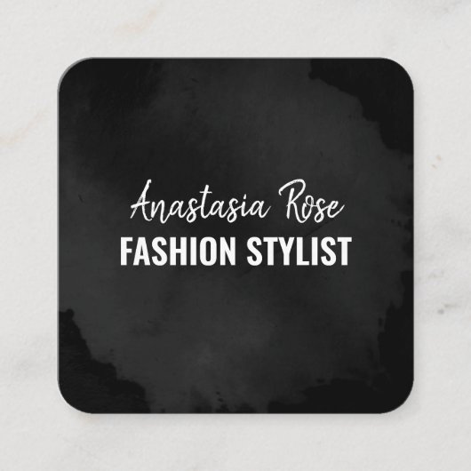 Chic Modern Luxury Plain Black Simple Minimalist Vierkante Visitekaartje (Voorkant)