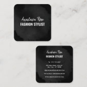 Chic Modern Luxury Plain Black Simple Minimalist Vierkante Visitekaartje (Voorkant / Achterkant)