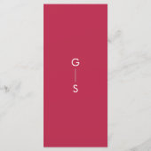 Chic Modern Magenta Red White Monogram Weddenschap Menu (Achterkant)