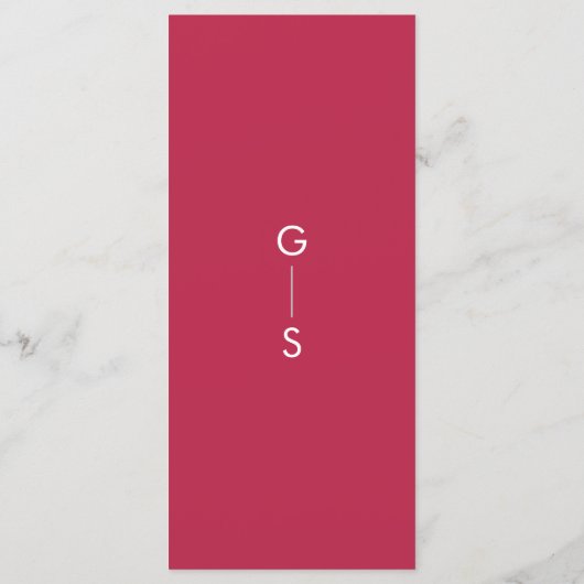 Chic Modern Magenta Red White Monogram Weddenschap Menu (Achterkant)
