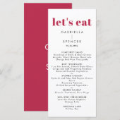 Chic Modern Magenta Red White Monogram Weddenschap Menu (Voorkant / Achterkant)