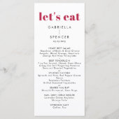 Chic Modern Magenta Red White Monogram Weddenschap Menu (Voorkant)