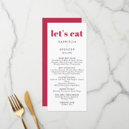 Chic Modern Magenta Red White Monogram Weddenschap Menu