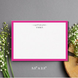 Chic Modern Magenta roze correspondentie Notitiekaartje