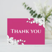 Chic Modern Magenta White Floral Bedankkaart (Staand voorkant)
