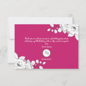 Chic Modern Magenta White Floral Bedankkaart (Achterkant)
