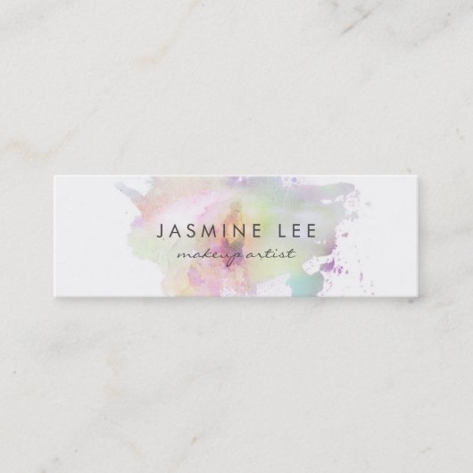 chic modern make - up artiest waterverf paars budg mini visitekaartje (Voorkant)