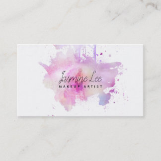 chic modern make-up artiest waterverf paarse grung visitekaartje