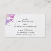 chic modern make-up artiest waterverf paarse grung visitekaartje (Achterkant)