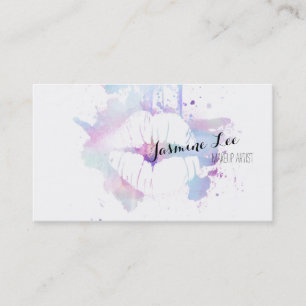 chic modern make - up artiest waterverf paarse lip visitekaartje