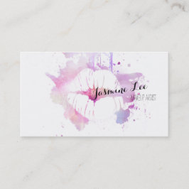 chic modern make - up artiest waterverf paarse lip visitekaartje