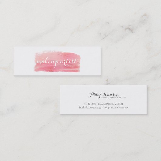 chic modern make - up kunstenaar waterverf roze el mini visitekaartje (Voorkant / Achterkant)