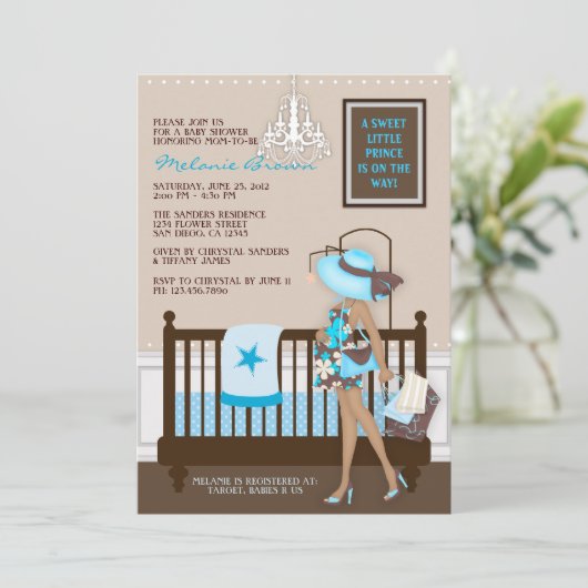 Chic modern mam hedendaags Baby shower uitnodigen Kaart (Staand voorkant)