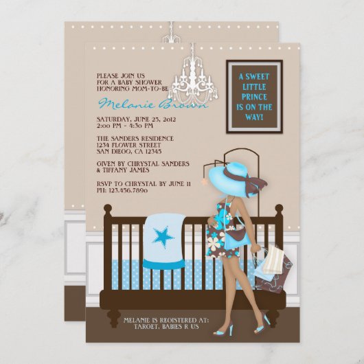 Chic modern mam hedendaags Baby shower uitnodigen Kaart (Voorkant / Achterkant)