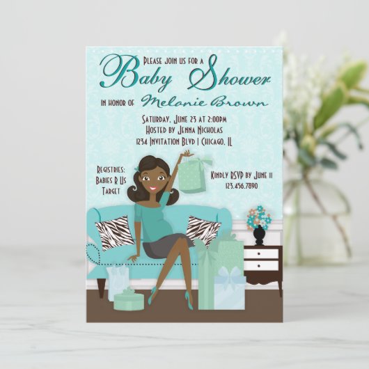 Chic Modern mam met Gifts Baby shower nodigt uit Kaart (Staand voorkant)