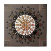 chic modern mandala zwart wit simpel bruin tegeltje (Voorkant)
