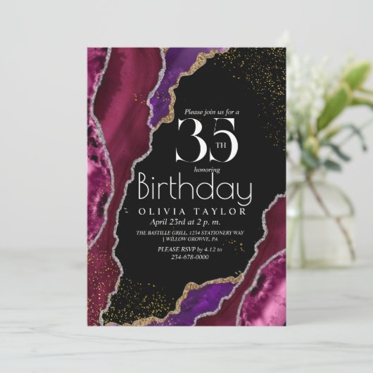 Chic Modern Marble 35th Spark Verjaardag Kaart (Staand voorkant)