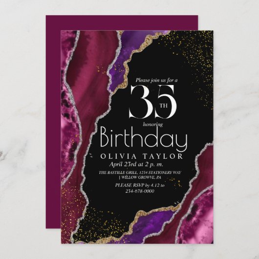 Chic Modern Marble 35th Spark Verjaardag Kaart (Voorkant / Achterkant)