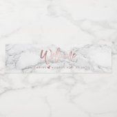 Chic+Modern Marble+Roos Gouden Script Welkom Waterfles Etiket (Enkel label)