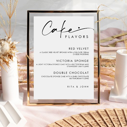 Chic Modern Menu Taart Trouwtaart Teken Poster