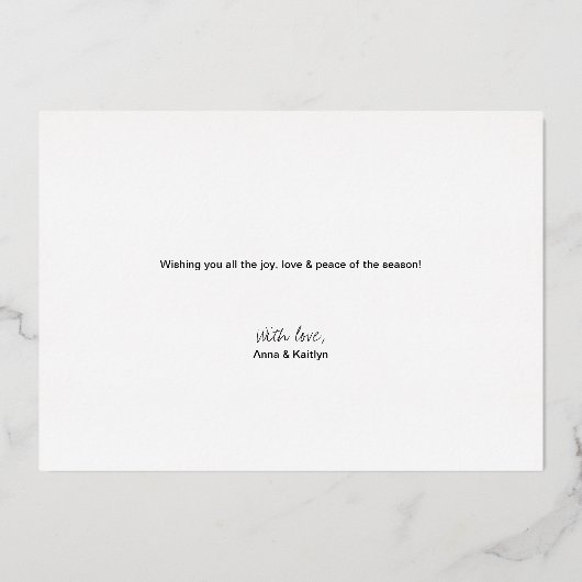 Chic Modern Merry-kerstfoto Navy Blue Folie Feestdagenkaart (Achterkant)