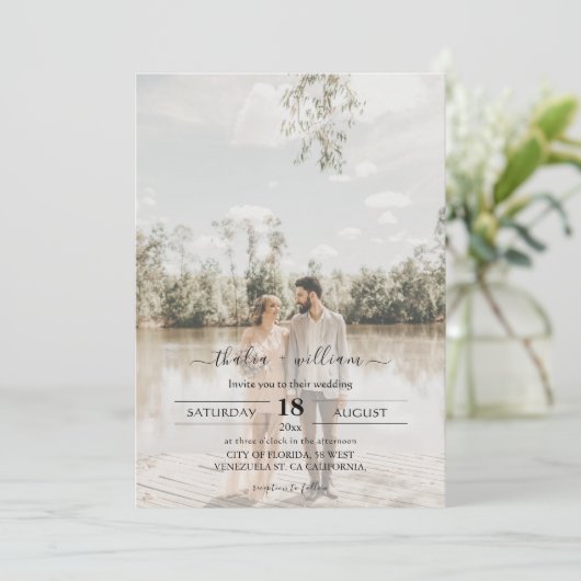 Chic Modern met foto-bruiloft Kaart (Staand voorkant)