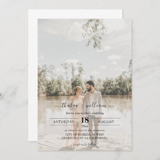 Chic Modern met foto-bruiloft Kaart (Voorkant / Achterkant)