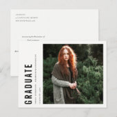 CHIC MODERN MINIMAAL BOLD CUSTOTO AFSTUDEREN AANKONDIGINGSKAART (Voorkant / Achterkant)