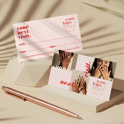 Chic Modern Minimal Logo Nail Salon Fotocollage Afsprakenkaartje