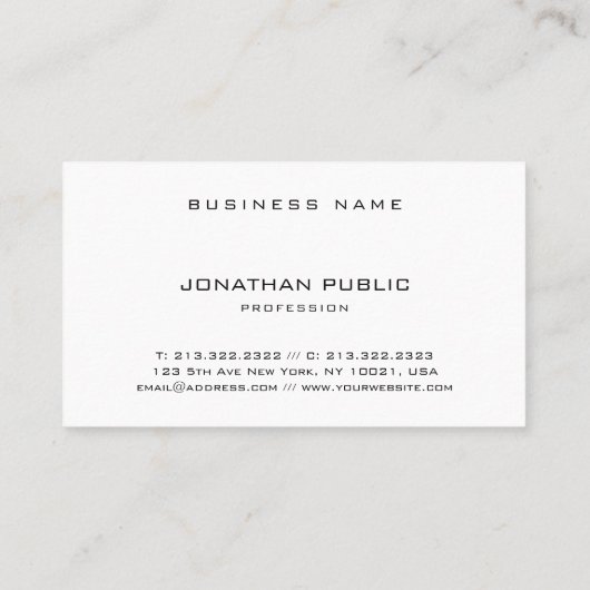 Chic Modern Minimalist Elegant Black Simple White Visitekaartje (Achterkant)