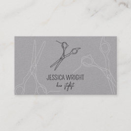 Chic Modern Minimalist Hair Stylist Scissors Line Visitekaartje