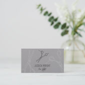 Chic Modern Minimalist Hair Stylist Scissors Line Visitekaartje (Staand voorkant)