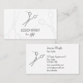 Chic Modern Minimalist Hair Stylist Scissors Line Visitekaartje (Voorkant / Achterkant)